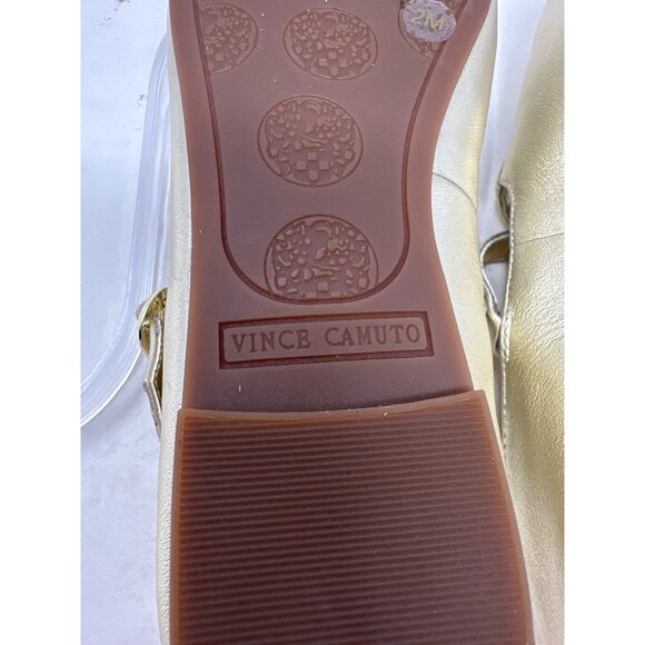 Vince Camuto Girls Gold Metallic Mary Jane Flats With Cross-Strap & Buckle Sz 2M - Picture 12 of 12